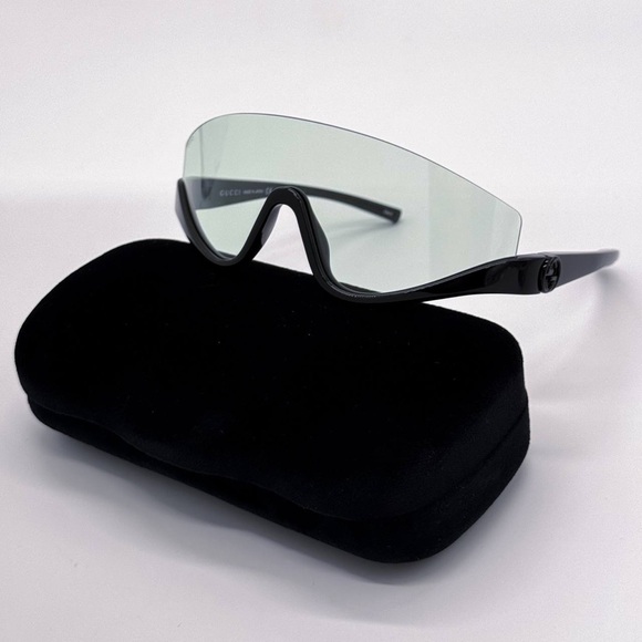NEW GUCCI GG1650S 005 SHIELD BLACK GREEN UNISEX SUNGLASSES GUCCI - Picture 1 of 12